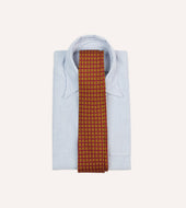 Red And Yellow Tile Print Silk Self Tipped Tie