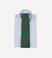 Green And Yellow Diamond Tile Print Silk Self Tipped Tie