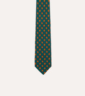 Green And Yellow Diamond Tile Print Silk Self Tipped Tie