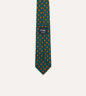 Green And Yellow Diamond Tile Print Silk Self Tipped Tie