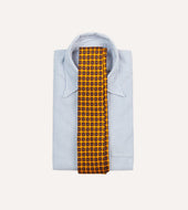 Geometric Flower Print Silk Self Tipped Tie