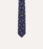 Diamond Flower Print Silk Self Tipped Tie