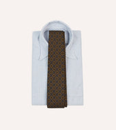 Square Flower Medallion Print Wool Silk Self Tipped Tie