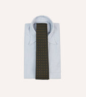Square Floral Medallion Print Wool Silk Self Tipped Tie