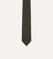 Square Floral Medallion Print Wool Silk Self Tipped Tie