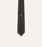 Square Floral Medallion Print Wool Silk Self Tipped Tie