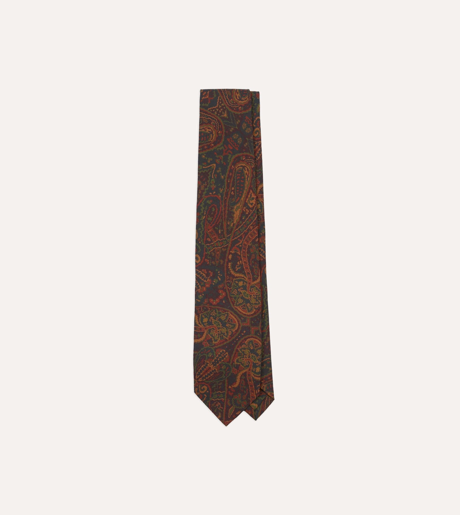 And Burgundy Floral Paisley Print Silk Self Tipped Tie