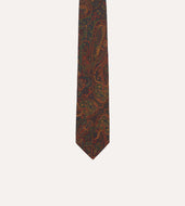 And Burgundy Floral Paisley Print Silk Self Tipped Tie