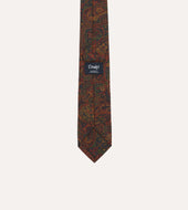 And Burgundy Floral Paisley Print Silk Self Tipped Tie