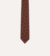 Jumbled Tile Print Wool Silk Self Tipped Tie
