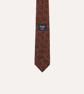 Jumbled Tile Print Wool Silk Self Tipped Tie