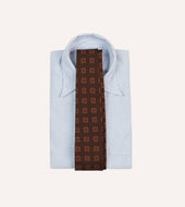 Square Flower Medallion Print Wool Silk Self Tipped Tie