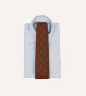 Paisley Medallion Print Wool Silk Self Tipped Tie