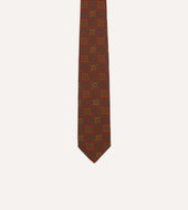 Paisley Medallion Print Wool Silk Self Tipped Tie