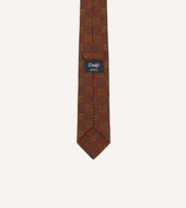 Paisley Medallion Print Wool Silk Self Tipped Tie