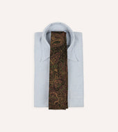 Painted Paisley Wool Silk Self Tipped Tie