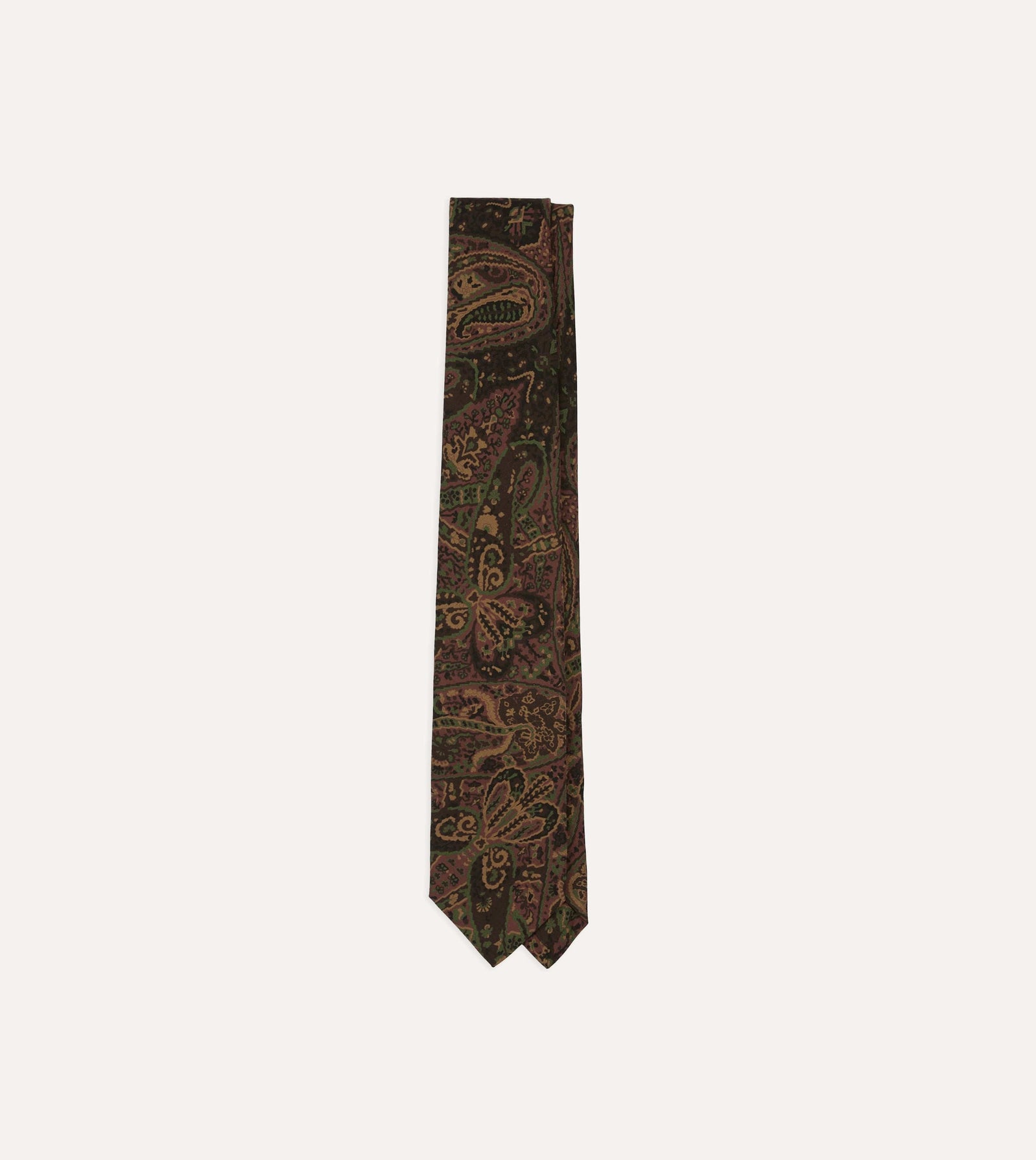 Painted Paisley Wool Silk Self Tipped Tie