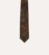 Painted Paisley Wool Silk Self Tipped Tie