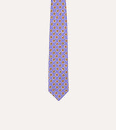 Purple Square Diamond Print Silk Self Tipped Tie