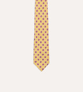 Gold Square Diamond Print Silk Self Tipped Tie