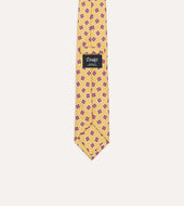 Gold Square Diamond Print Silk Self Tipped Tie