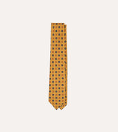 Geometric Diamond Print Silk Self Tipped Tie