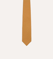 Gold Flowers Print Silk Self Tipped Tie
