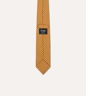 Gold Flowers Print Silk Self Tipped Tie