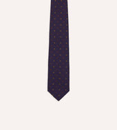 Purple Flowers And Diamonds Print Silk Self Tipped Tie