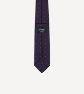 Purple Flowers And Diamonds Print Silk Self Tipped Tie