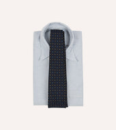 Geometric Flower Print Silk Self Tipped Tie