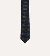 Geometric Flower Print Silk Self Tipped Tie