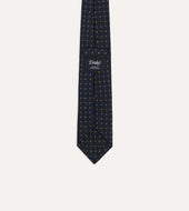 Geometric Flower Print Silk Self Tipped Tie