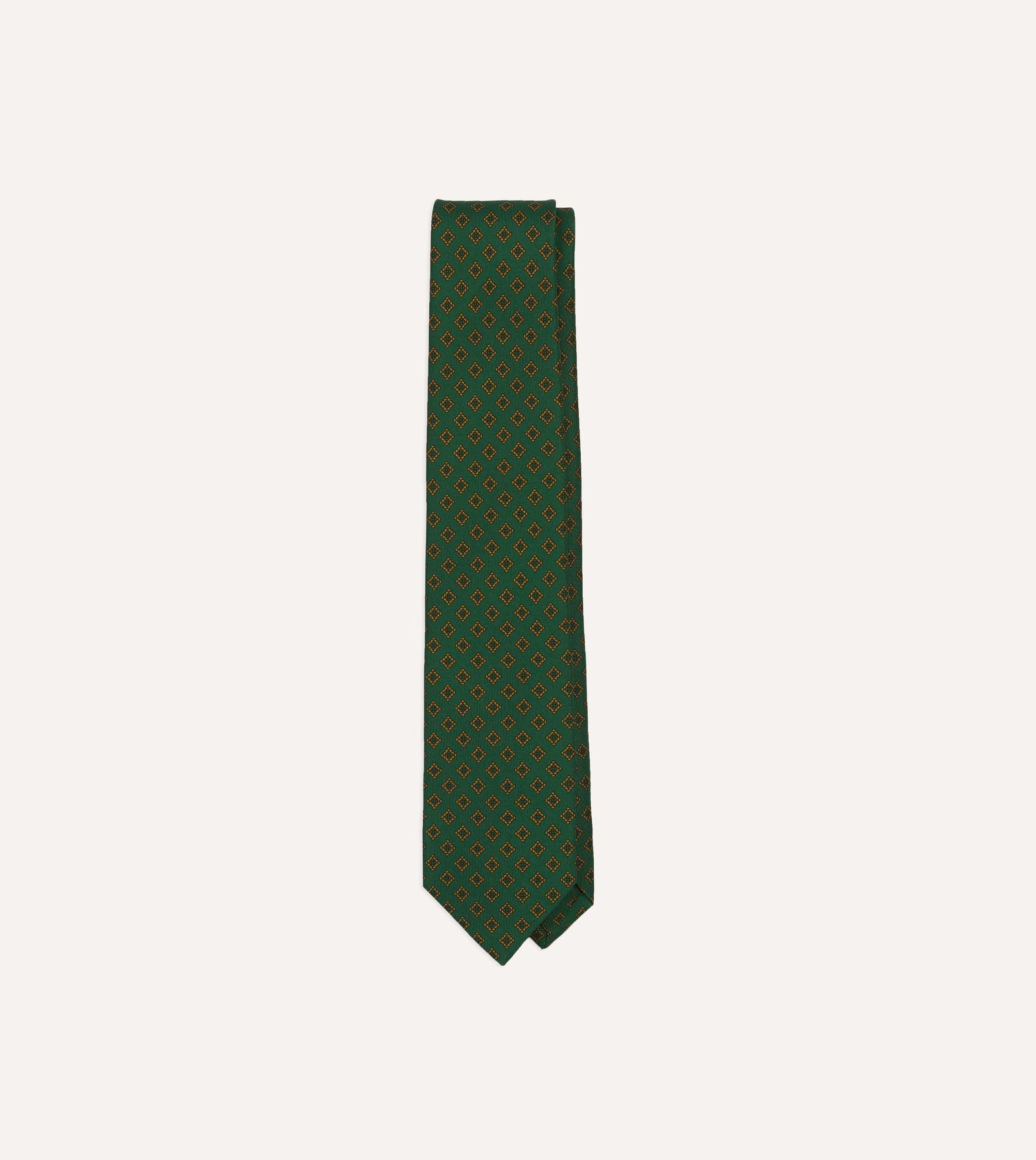 Green Diamond Medallion Self Tipped Silk Tie