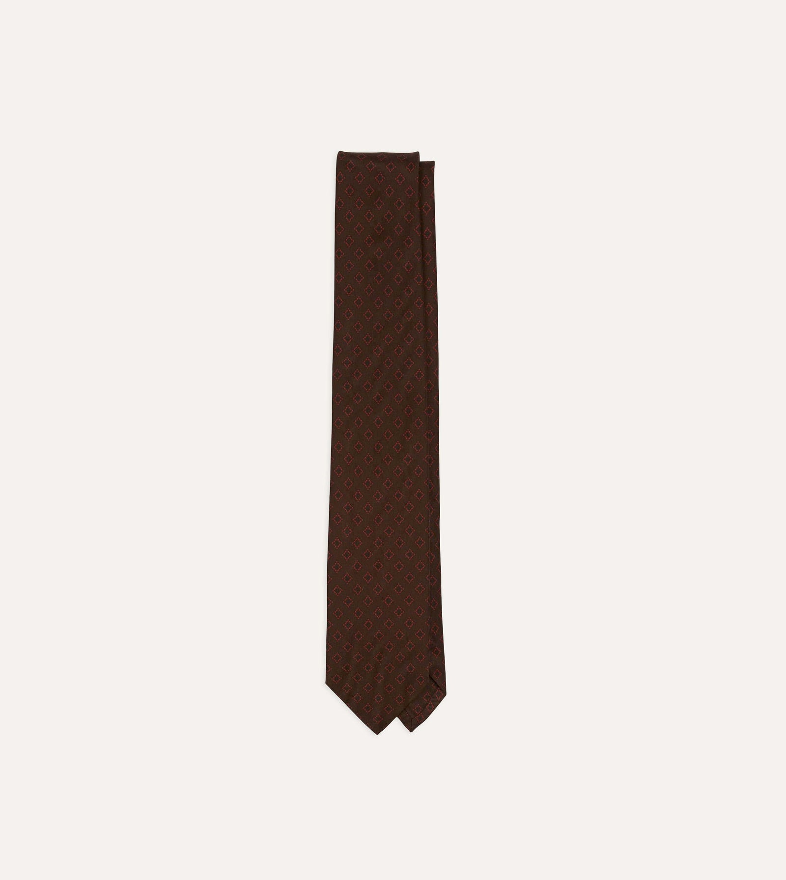 Flower Tile Print Silk Self Tipped Tie