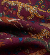 Magenta Mughal Hunter Print Wool Silk Scarf