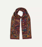 Magenta Mughal Hunter Print Wool Silk Scarf