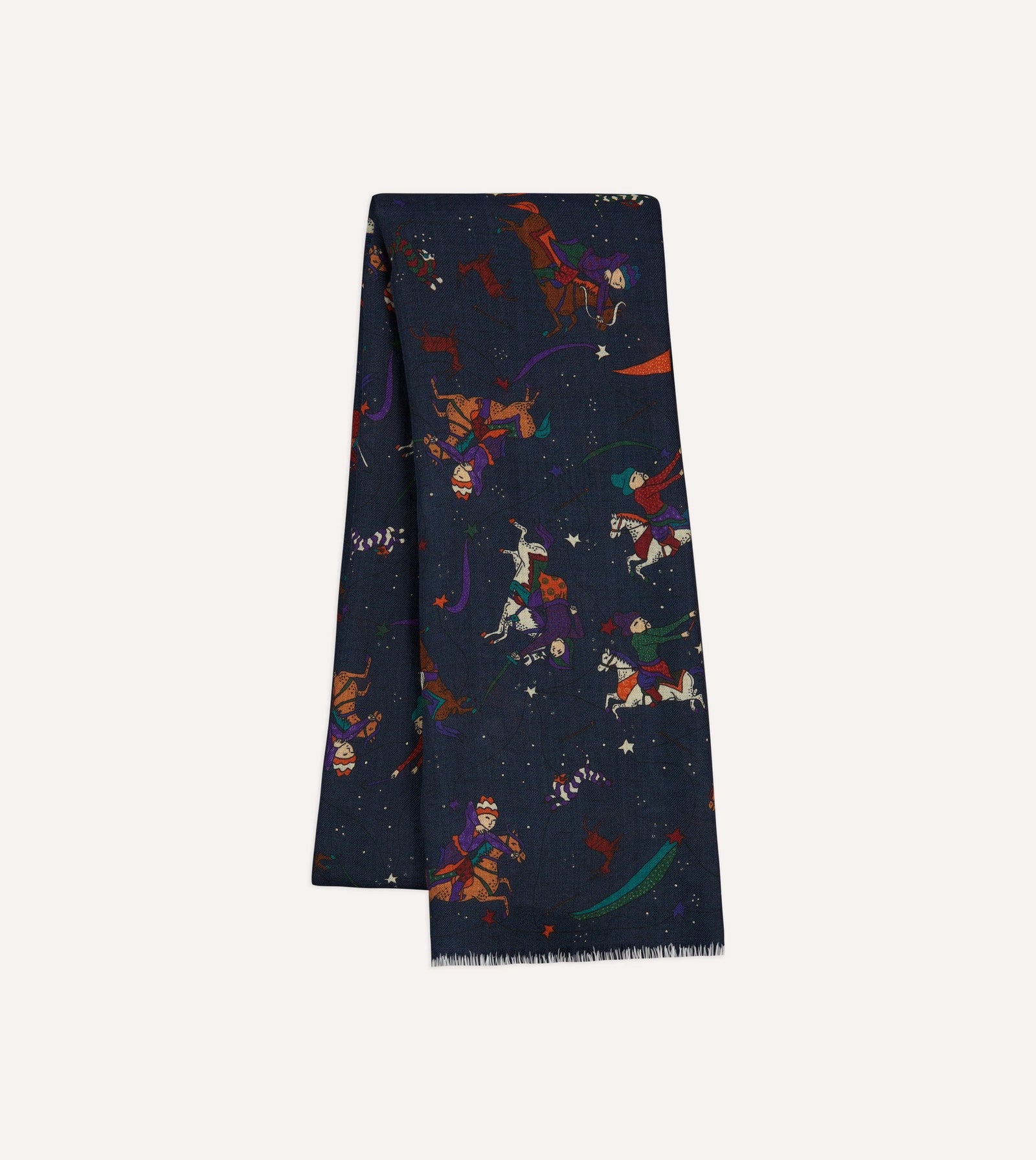 Mughal And Stars Print Wool Scarf