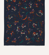 Mughal And Stars Print Wool Scarf