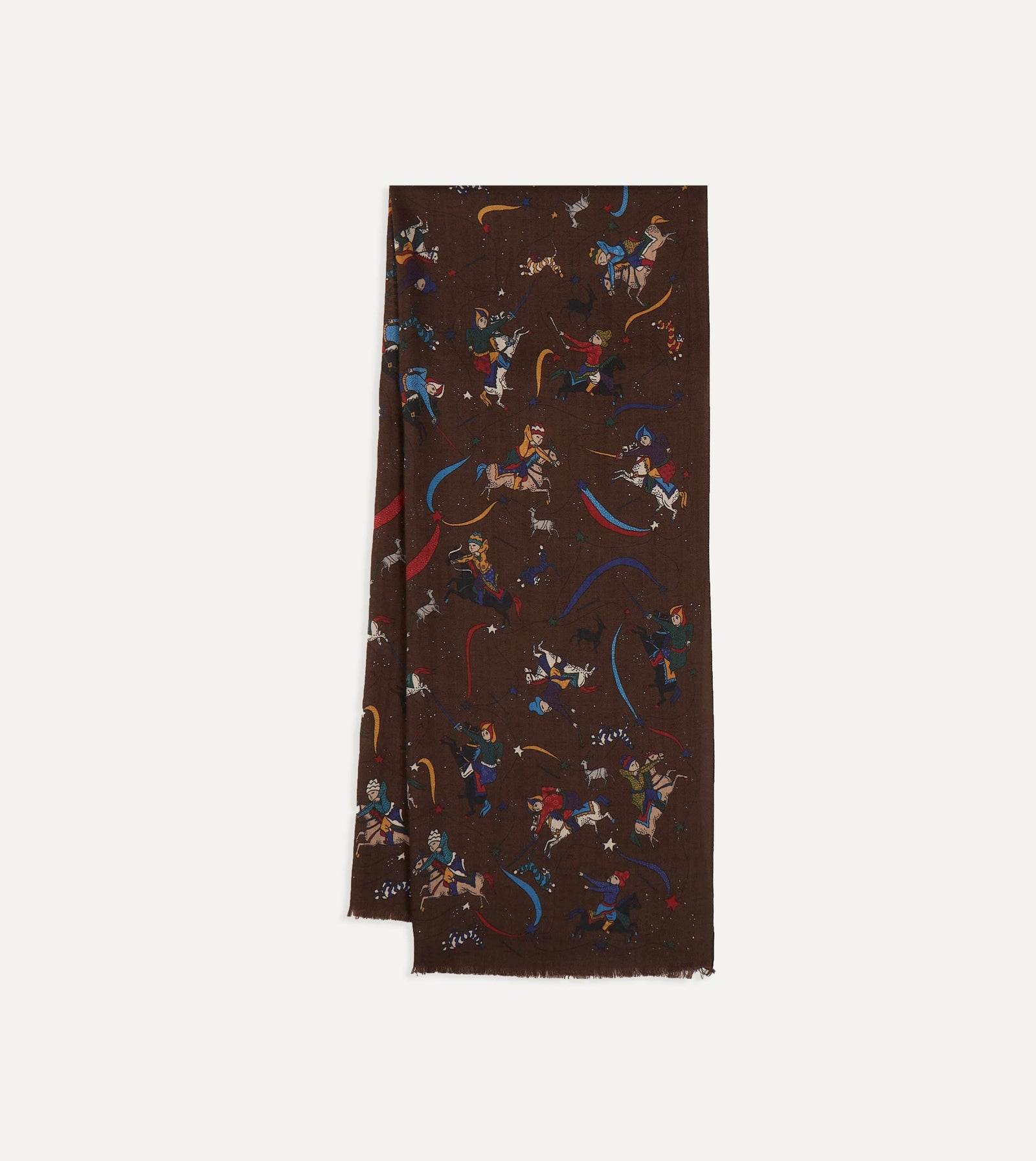 Mughal And Stars Print Wool Scarf