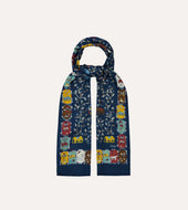 Elephants And Flowers Print Wool Silk Scarf
