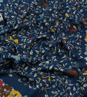 Elephants And Flowers Print Wool Silk Scarf
