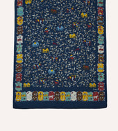 Elephants And Flowers Print Wool Silk Scarf