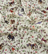 Elephants And Flowers Print Wool Silk Scarf
