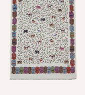 Elephants And Flowers Print Wool Silk Scarf