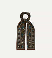 Rustic Elephant Print Wool Silk Scarf