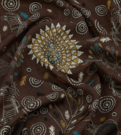 Rustic Elephant Print Wool Silk Scarf