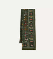 Green Rustic Elephant Print Wool-Silk Scarf