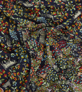 Forest Animals Print Wool Silk Scarf