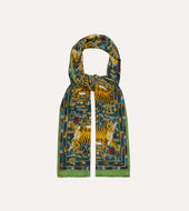 Green Tiger Print Wool Silk Scarf